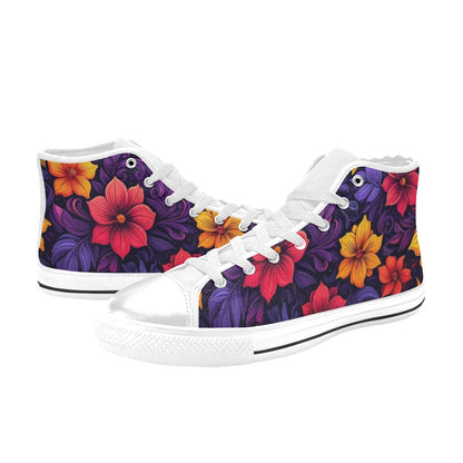 MEN'S Exotic Floral Weave Men’S High Top Canvas Vivid Custom Sneakers