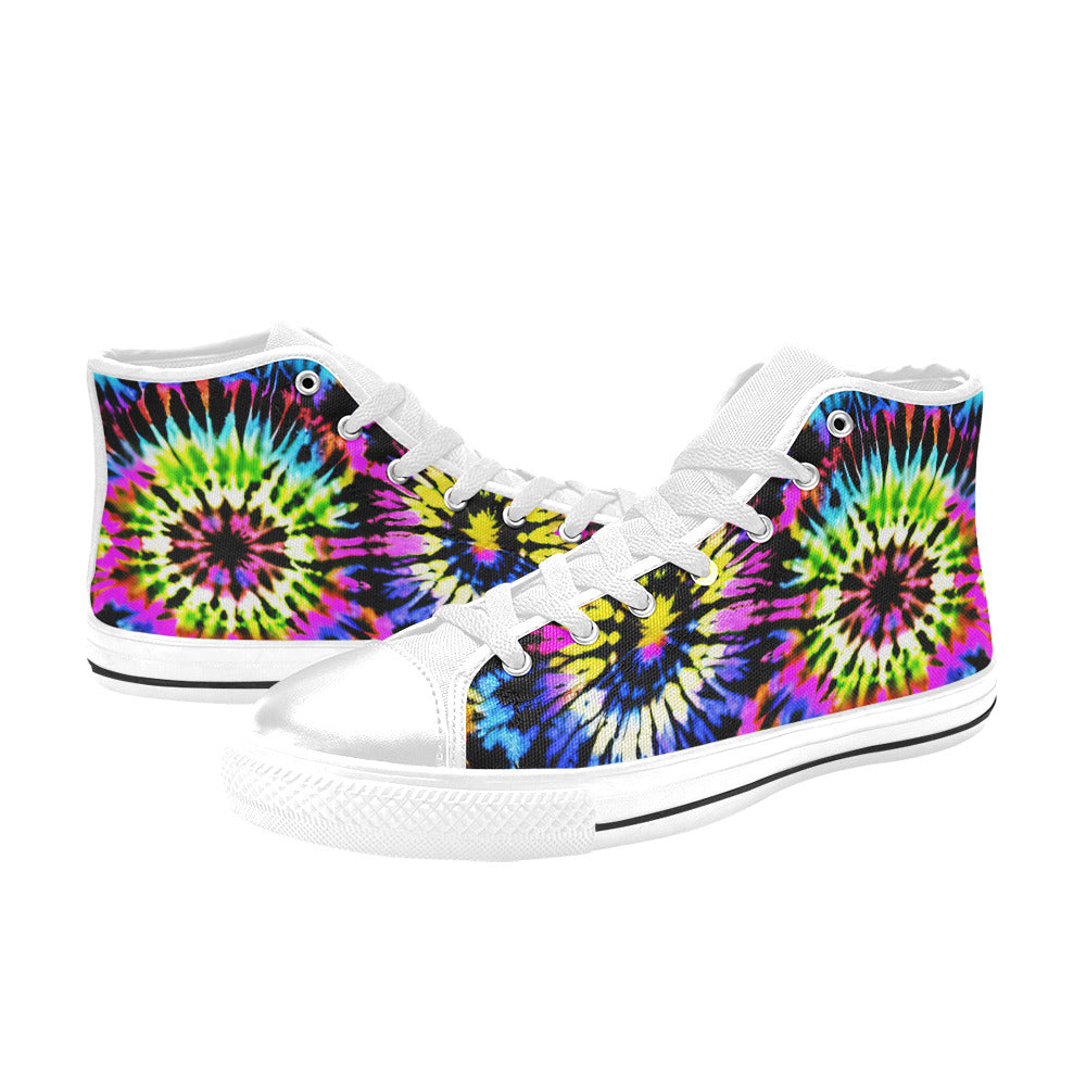 WOMEN'S Cc Tie Dye Art High Top Canvas Neon Fantasy Sneakers