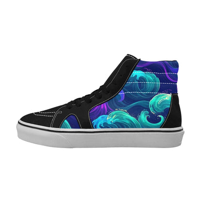MEN'S Glowing Ocean Swirls High Top Skateboarding Grunge Shoes