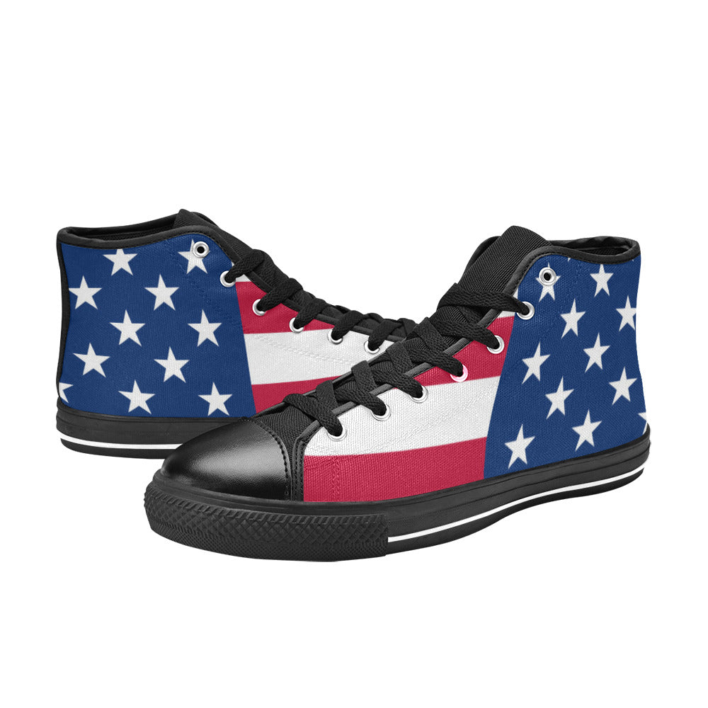 WOMEN'S Patriotic Shoes Flag Print High Top Canvas Cottagecore Custom Shoes