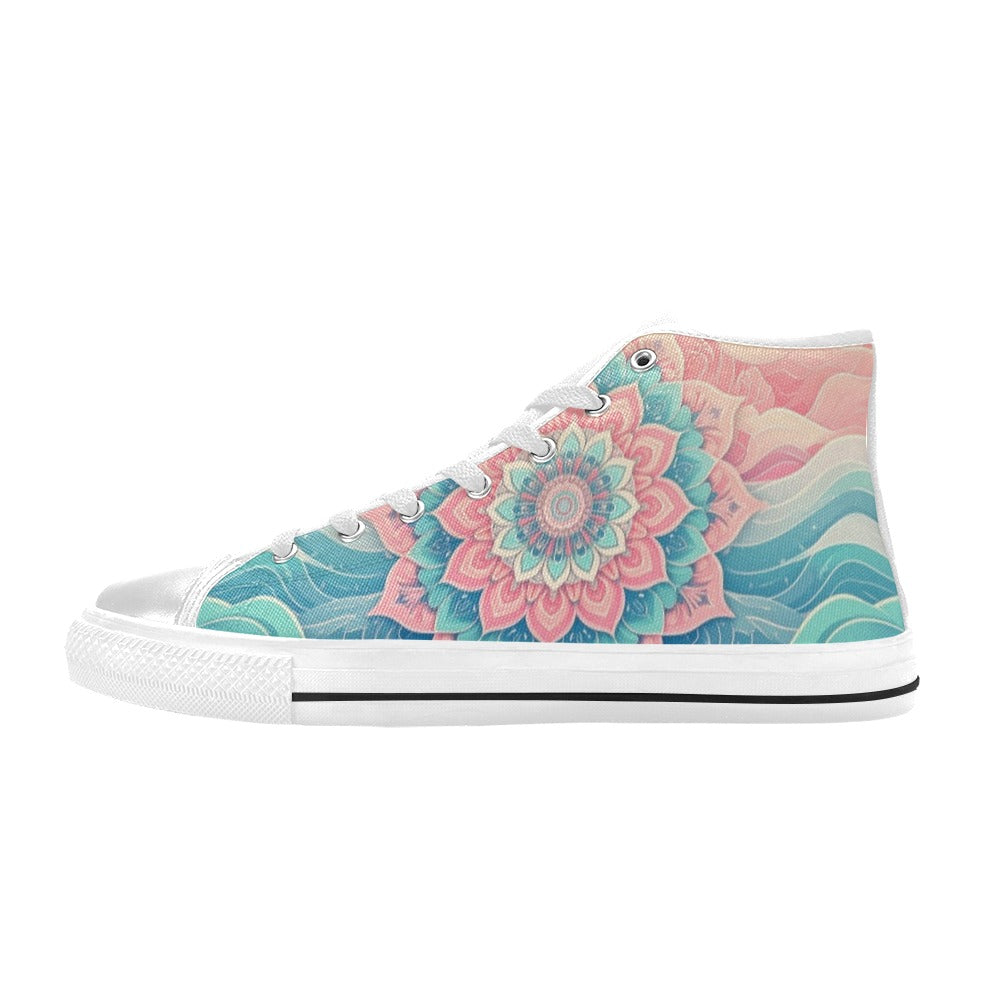 MEN'S Pastel Wave Mandala Men’S High Top Canvas Vibrant Chaos Sneakers