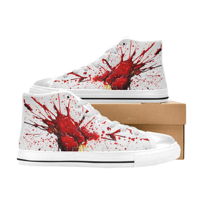WOMEN'S Splatter Art High Top Canvas Vibrant Chaos Sneakers