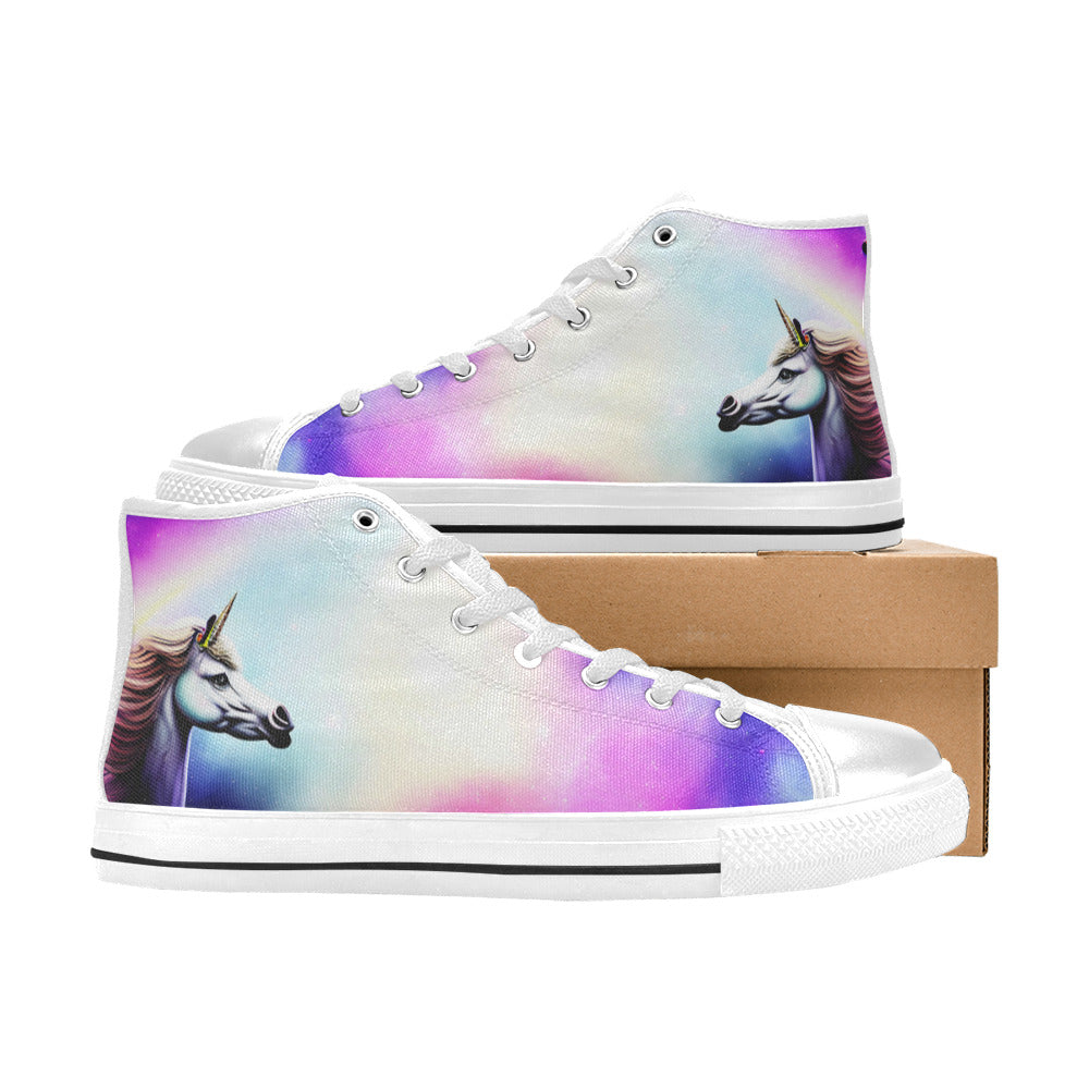 MEN'S Unicorn Galaxy Art Men’S High Top Canvas Neon Fantasy Custom Sneakers
