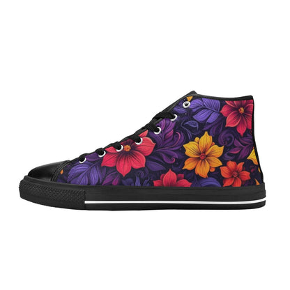 WOMEN'S Exotic Floral Weave High Top Canvas Surreal Custom Shoes