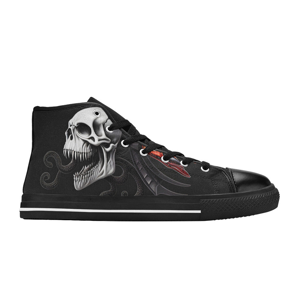 WOMEN'S Cc Skull Art High Top Canvas Dark Academia Shoes