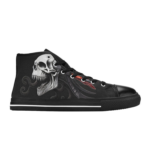 WOMEN'S Cc Skull Art High Top Canvas Dark Academia Shoes