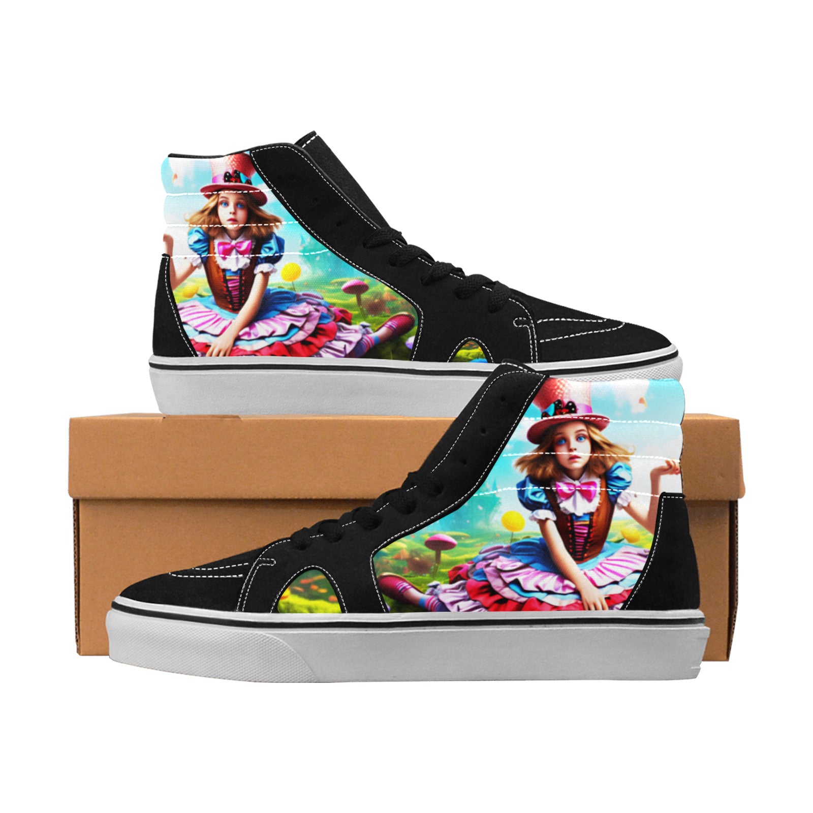 WOMEN'S Acid Creepy Wonderland Psychedelic High Top Skateboarding Dark Academia Custom Shoes
