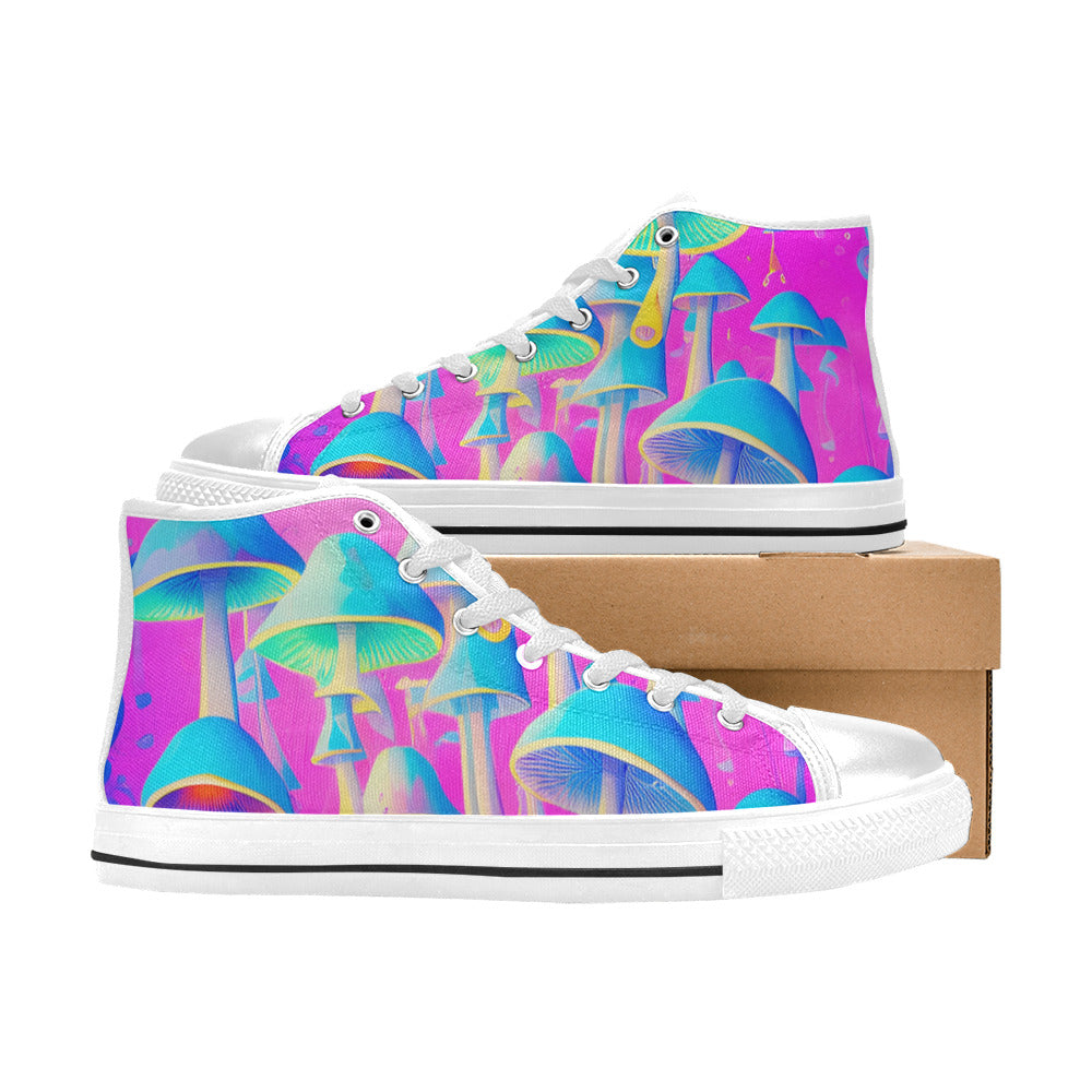WOMEN'S Cc Mushroom Art 2 High Top Canvas Wallpaper Art Custom Shoes