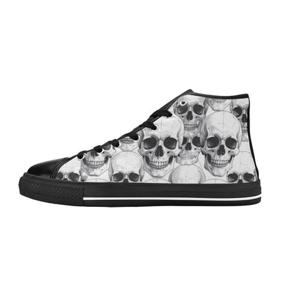 WOMEN'S Clean Skull Line Art High Top Canvas Vibrant Chaos Sneakers