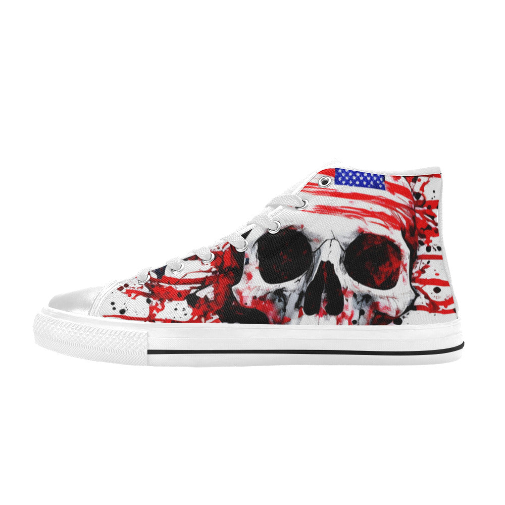 WOMEN'S Patriotic Splatter High Top Canvas Dark Academia Custom Sneakers