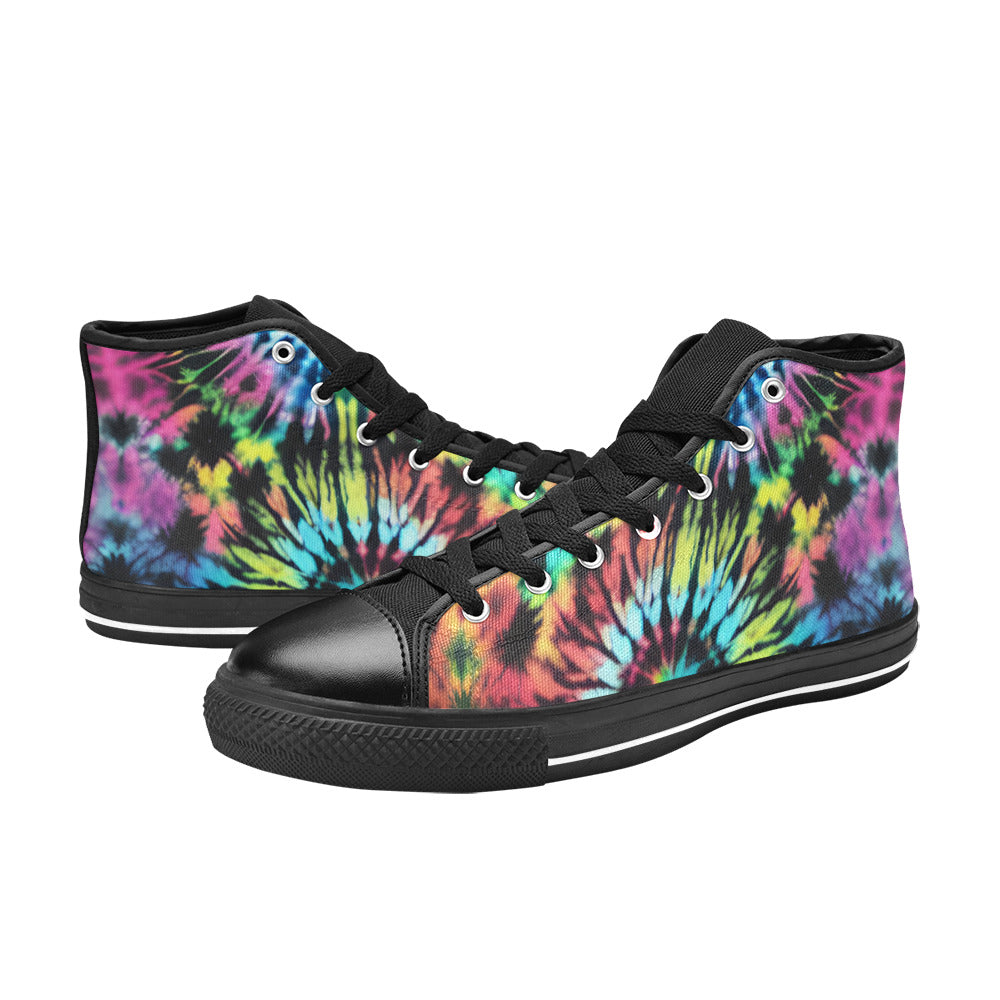 MEN'S Cc Tie Dye Art High Top Canvas Vibrant Chaos Custom Shoes