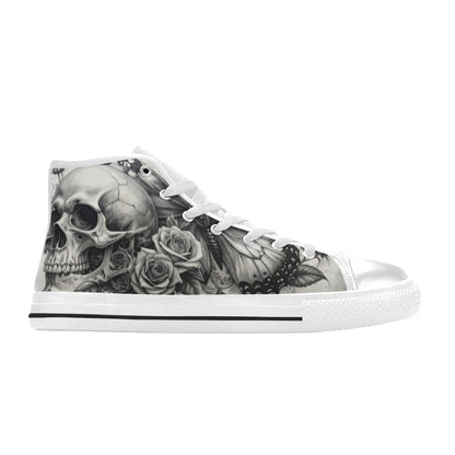 Skull Rose Gothic Men's Dark Art Canvas Shoes | Freaky Shoes®