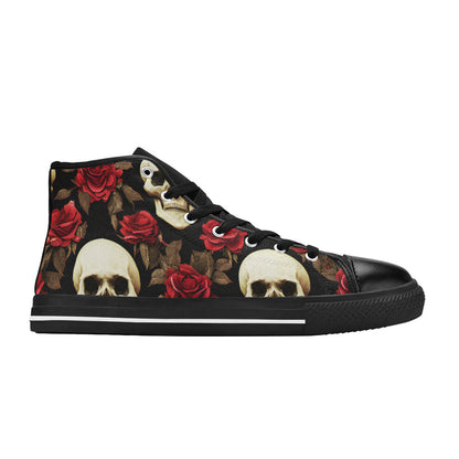 WOMEN'S Rose Skulls 2 High Top Canvas Aesthetic Custom Shoes
