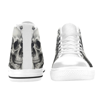 Dark Skull Rose Grey Women's Gothic High Top Canvas Shoes | Freaky Shoes®