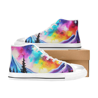 WOMEN'S Acrylic Colorful Galaxy Art High Top Canvas Dark Academia Shoes