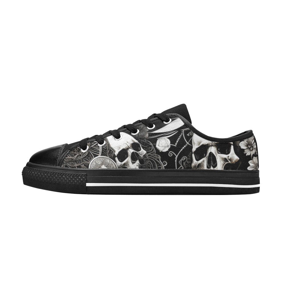 WOMEN'S Skulls Love Canvas Grunge Custom Sneakers
