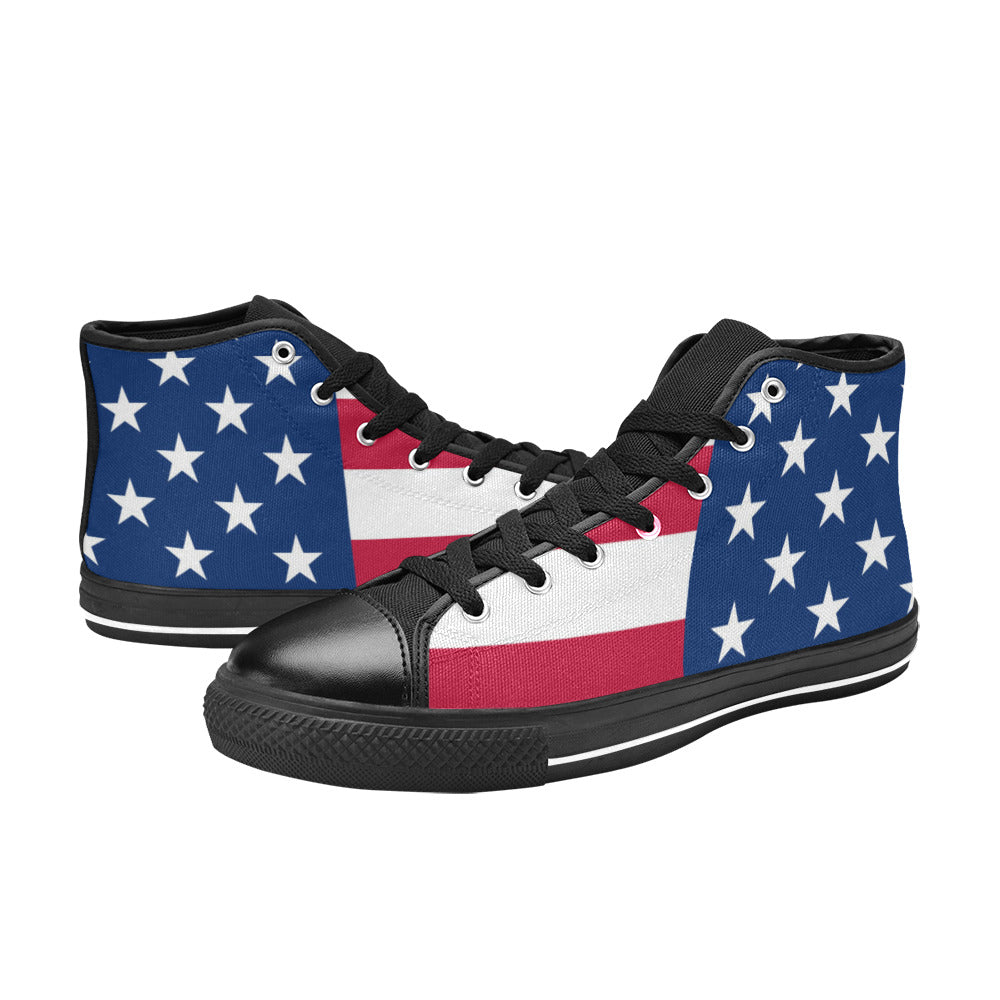 MEN'S Patriotic Shoes Flag Print High Top Canvas Aesthetic Sneakers