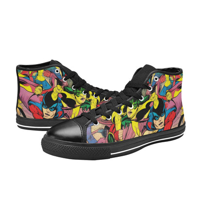 WOMEN'S Retro Comic Art High Top Canvas Wallpaper Art Sneakers