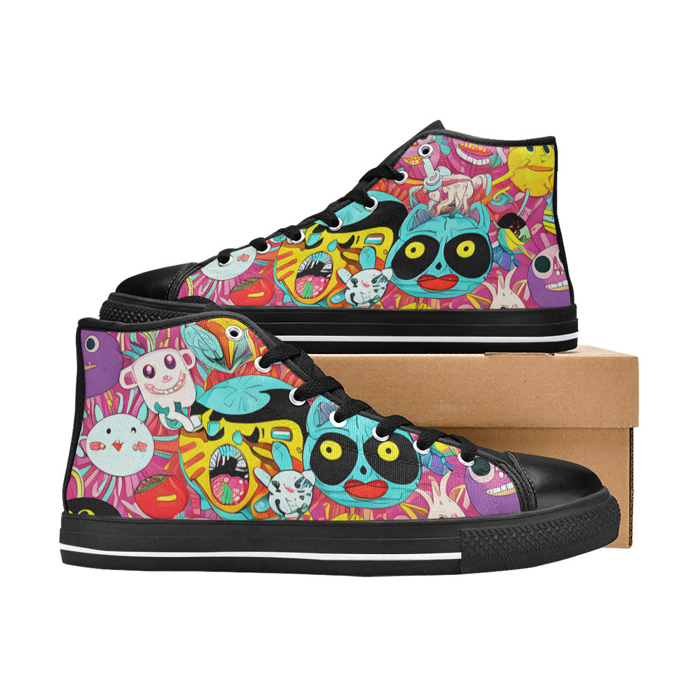 MEN'S Crazy Illustrations 2 Men’S High Top Canvas Vibrant Chaos Custom Shoes