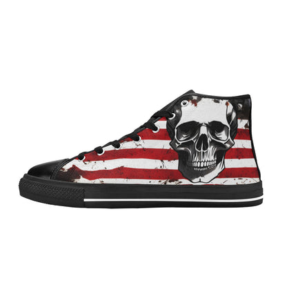 WOMEN'S Patriotic Skull Art High Top Canvas Y2K Custom Shoes