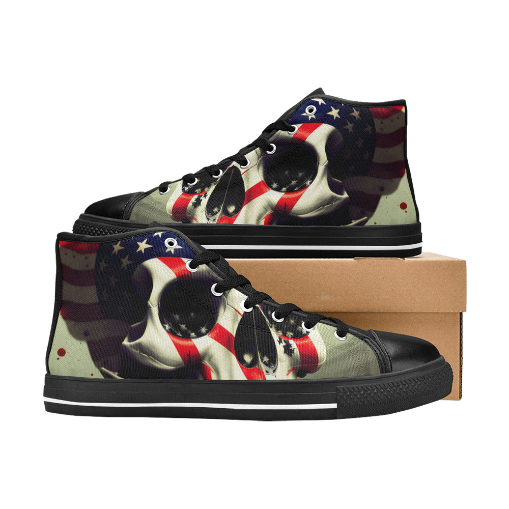 MEN'S Patriotic Skull Flag Men’S High Top Canvas Vivid Shoes