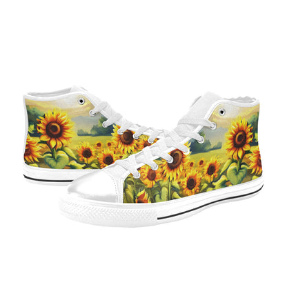 WOMEN'S Sunflowers Art 2 High Top Canvas Dreamcore Custom Sneakers