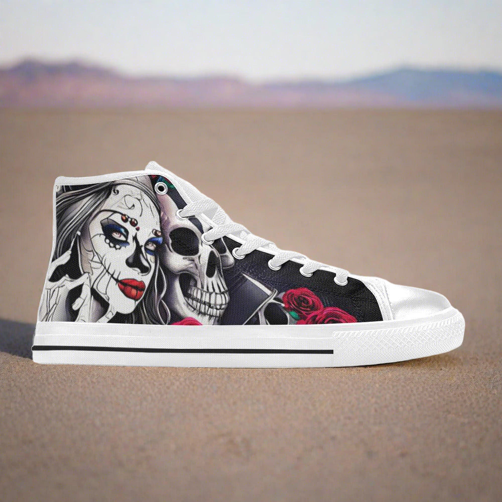 Wolf Blue Gold Unique MEN Bold Art - Freaky Shoes | Custom Art Sneakers