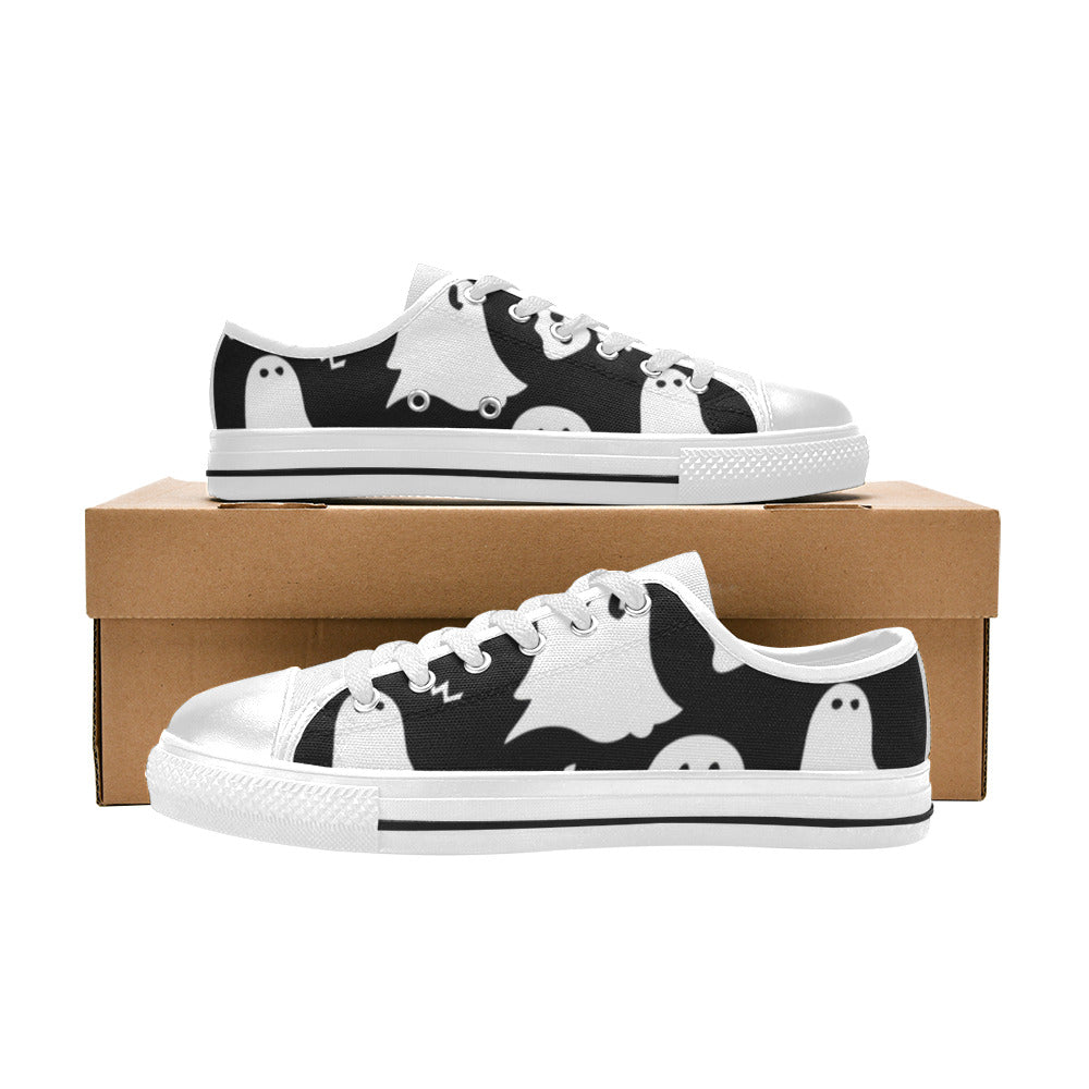 WOMEN'S Boo Halloween Ghosts Canvas Grunge Custom Shoes
