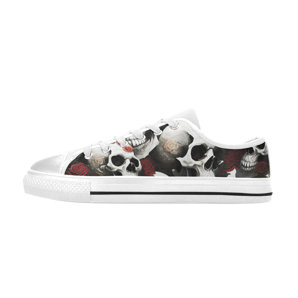 WOMEN'S Rose Skulls Dark 3 Canvas Wallpaper Art Custom Sneakers