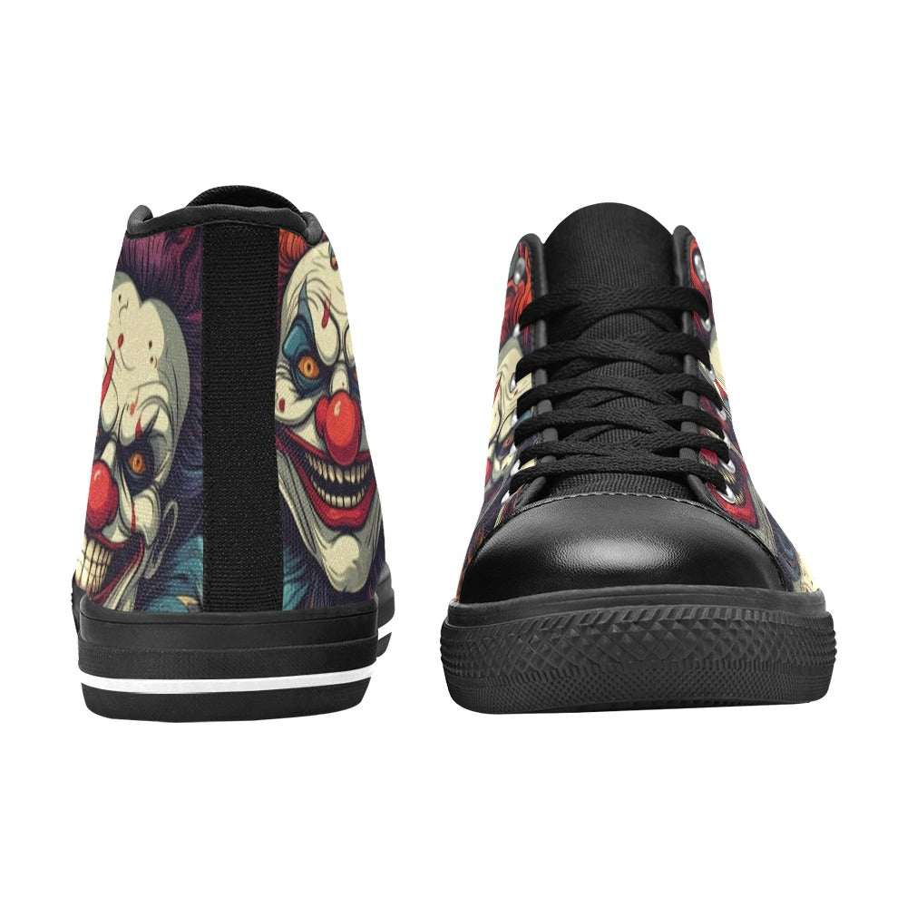 MEN'S Evil Clowns Heads High Top Canvas Vibrant Chaos Sneakers