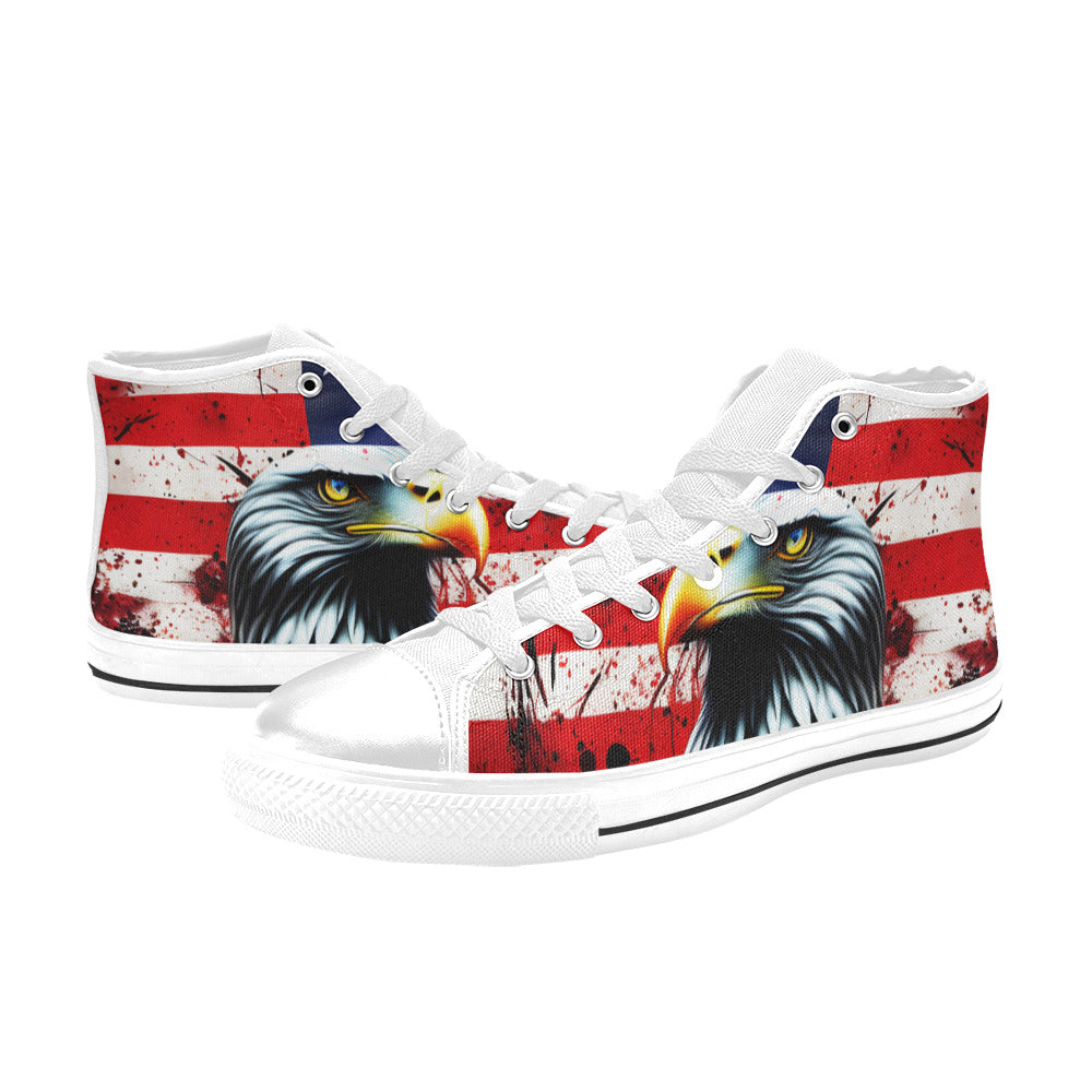 MEN'S Patriotic Eagle Distressed Men’S High Top Canvas Grunge Custom Sneakers