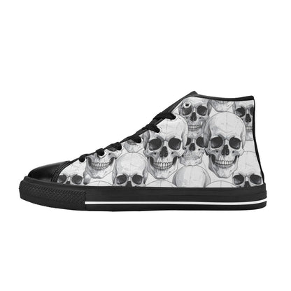 MEN'S Clean Skull Line Art High Top Canvas Dark Academia Custom Sneakers