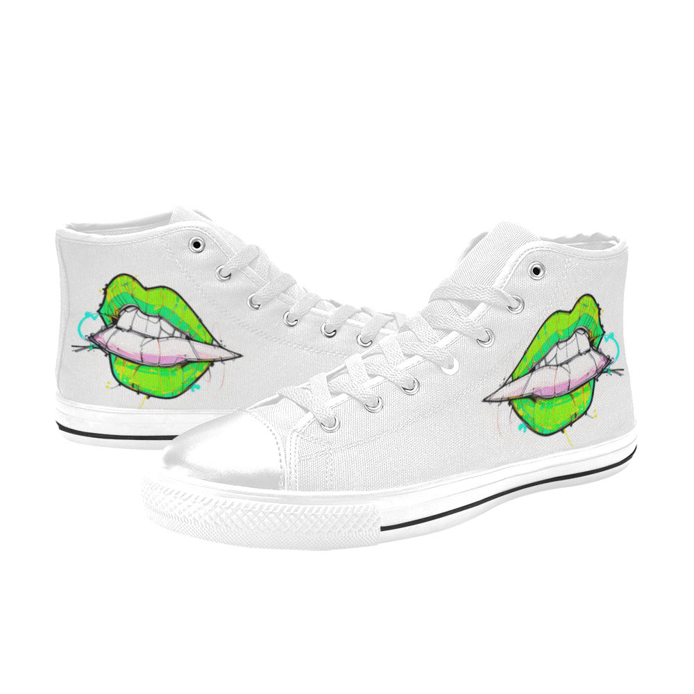 WOMEN'S Cc Mouth Joint High Top Canvas Wallpaper Art Custom Sneakers