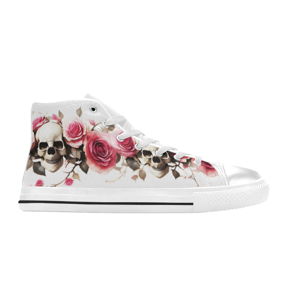 MEN'S Skulls Roses Deluxe 14 High Top Canvas Vibrant Chaos Sneakers