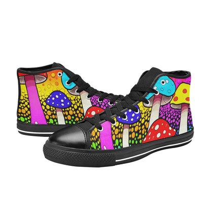 WOMEN'S Colorful Mushrooms Art Vibes High Top Canvas Y2K Custom Sneakers