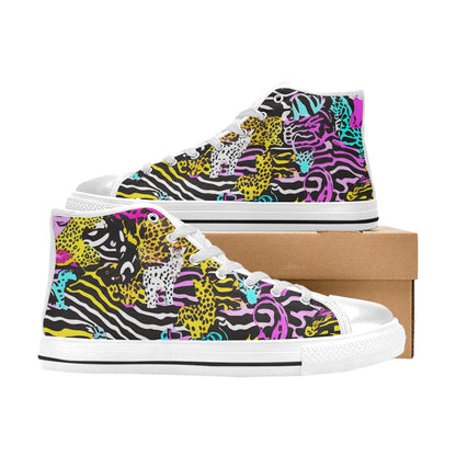 WOMEN'S Neon Animal Print High Top Canvas Vivid Shoes