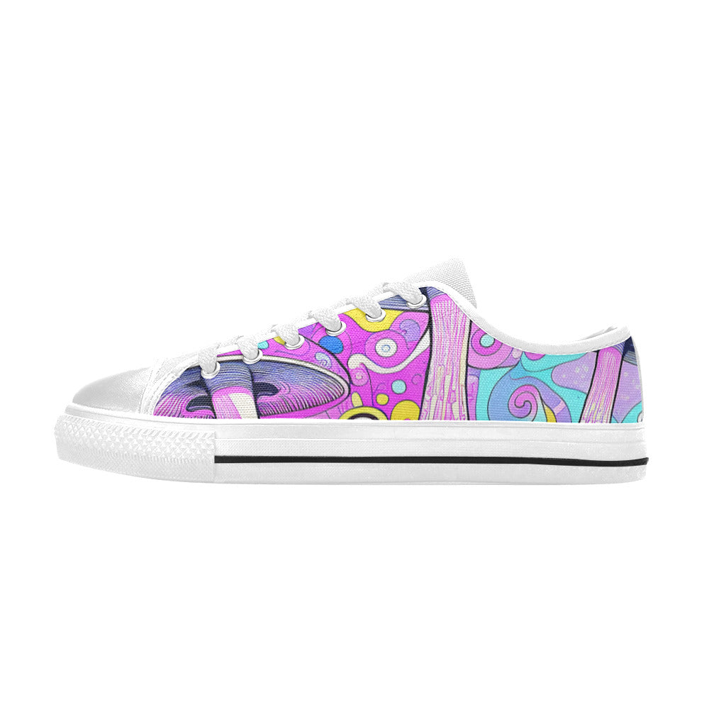 WOMEN'S Magic Mushrooms Art 3 Canvas Neon Fantasy Custom Shoes