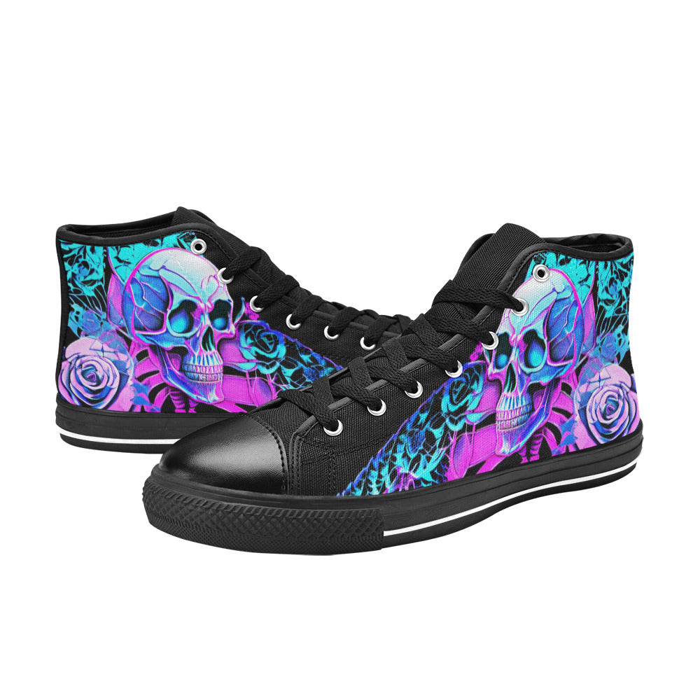 MEN'S Butterfly Roses Skulls Men’S High Top Canvas Vibrant Chaos Shoes