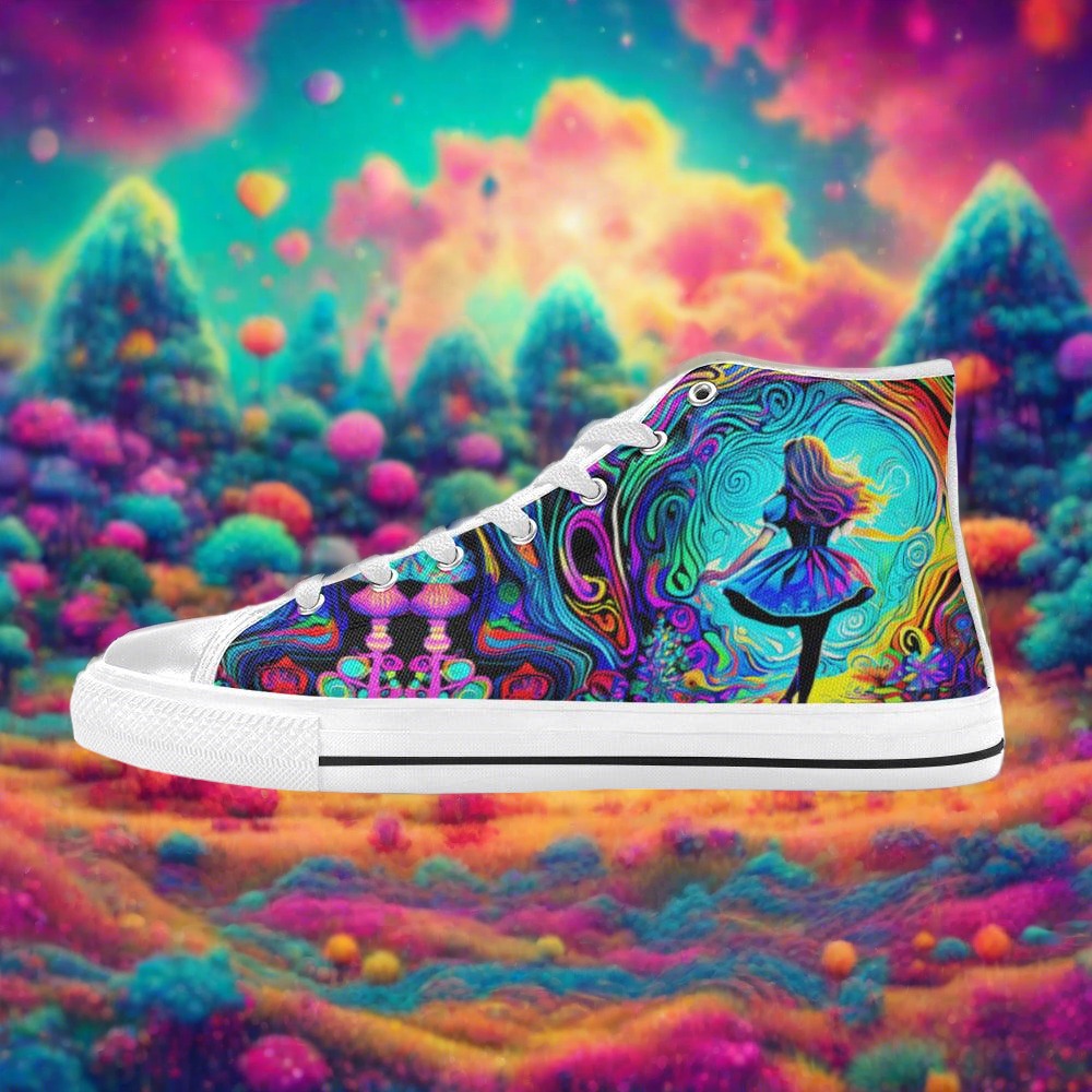 Dragon Orange Black Vivid WOMEN Bold Art - Freaky Shoes | Custom Art Sneakers