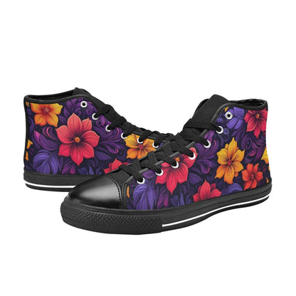 MEN'S Exotic Floral Weave Men’S High Top Canvas Wallpaper Art Custom Sneakers
