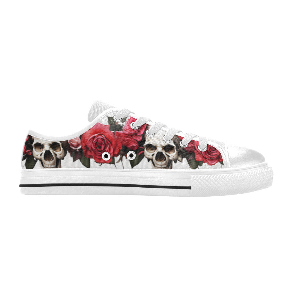 WOMEN'S Skulls Roses Deluxe 13 Canvas Dark Academia Custom Sneakers
