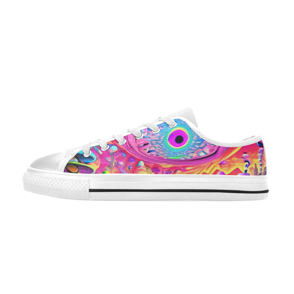 WOMEN'S Trippy Acid World Art Canvas Vibrant Chaos Sneakers