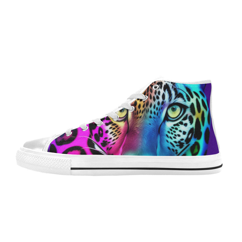 MEN'S Colored Leopard Print Art High Top Canvas Vivid Shoes