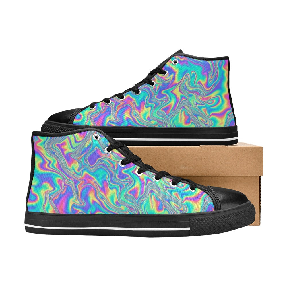 MEN'S Holographic Tribal Blaze 4 High Top Canvas Dreamcore Custom Shoes