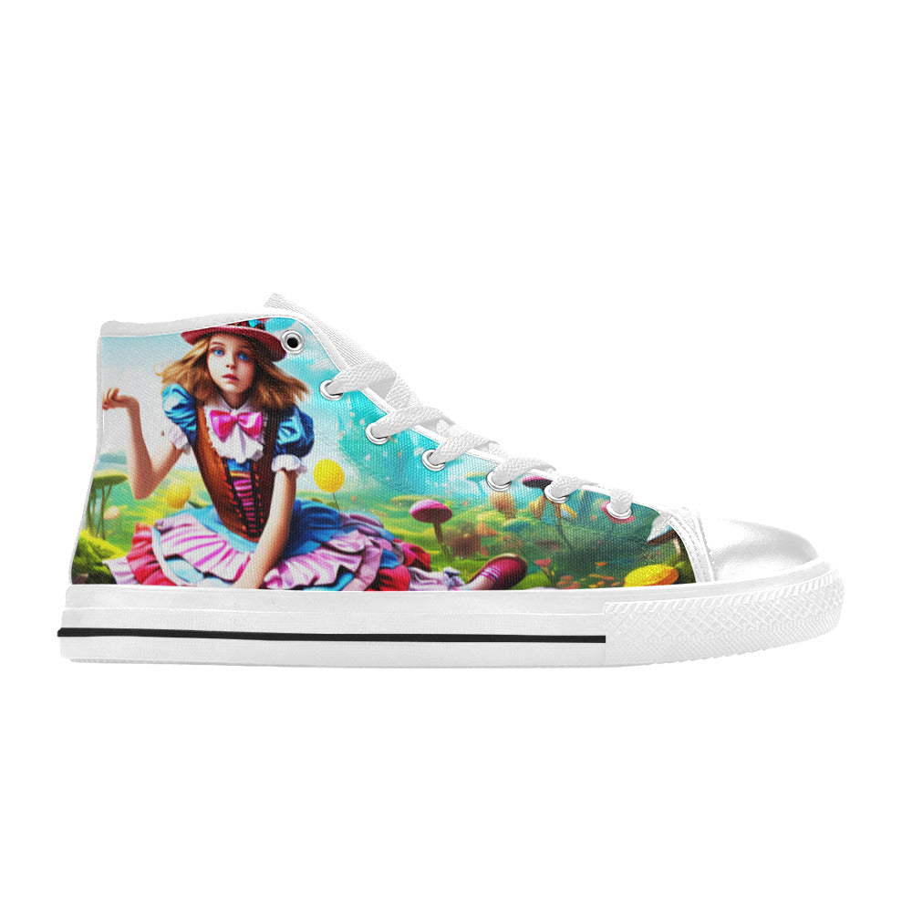 WOMEN'S Acid Creepy Wonderland Psychedelic High Top Canvas Y2K Custom Shoes