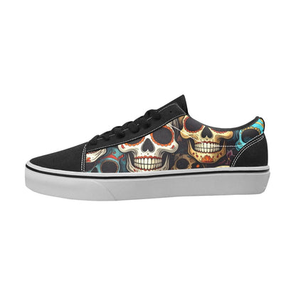 MEN'S Aggressive Comic Sugar Skull Low Top Skateboarding Cottagecore Custom Shoes