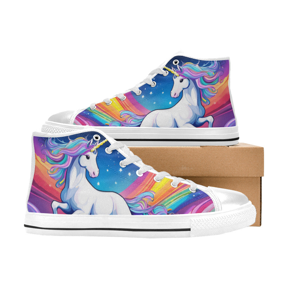 WOMEN'S Unicorns Abstract Art High Top Canvas Vibrant Chaos Shoes