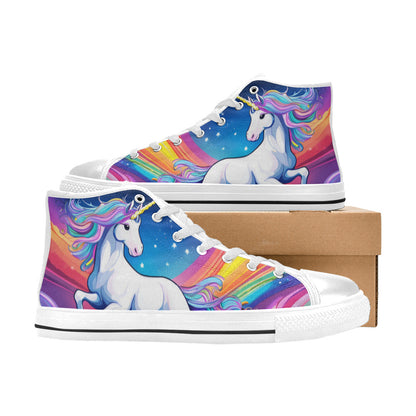 WOMEN'S Unicorns Abstract Art High Top Canvas Vibrant Chaos Shoes