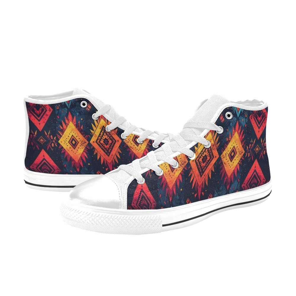 Wild Tribal Ripple 2 Women's High Top Canvas Shoes