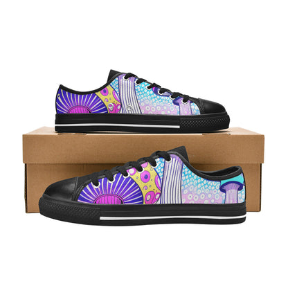 MEN'S Magic Mushrooms Art 2 Canvas Vibrant Chaos Custom Sneakers